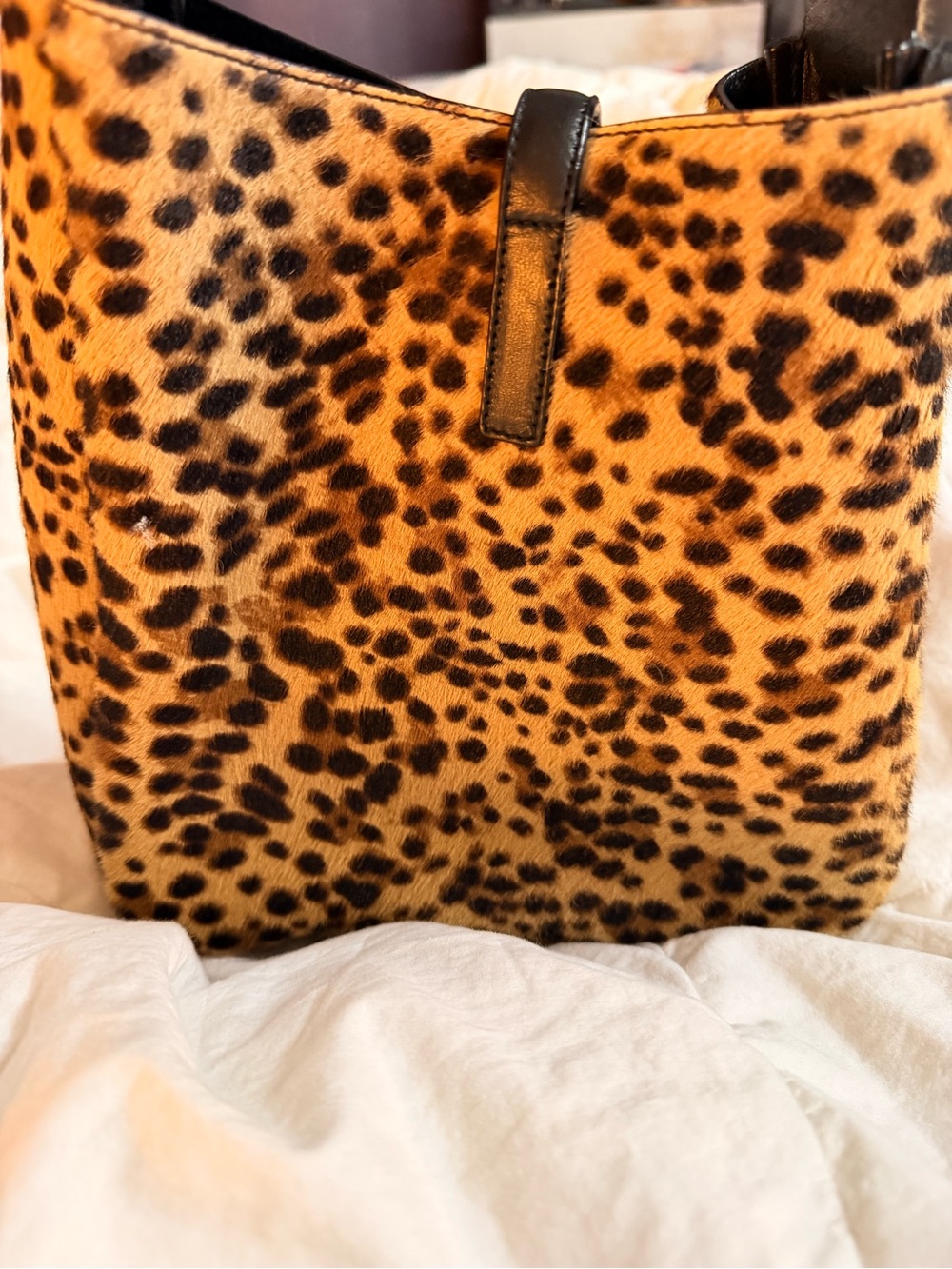 Saint Laurent Leopard-Print Shoulder Bag in Brown and Black - Picture 10 of 16
